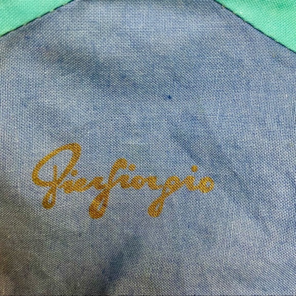 Pier Giorgio Italian Retro Bag. Denim Blue, Yellow, and Aqua. Zipper Pocket. - Picture 4 of 10